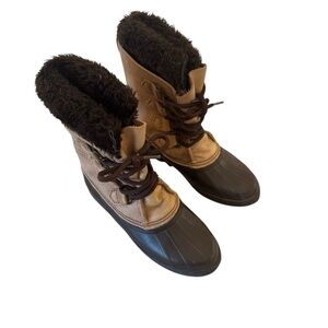 Vintage Sorel Kaufman Canada Tan Insulated Winter Snow Boots Women's Size 7